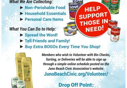 JBCA Presents: Juno Beach Community Food & Care Drive Flyer