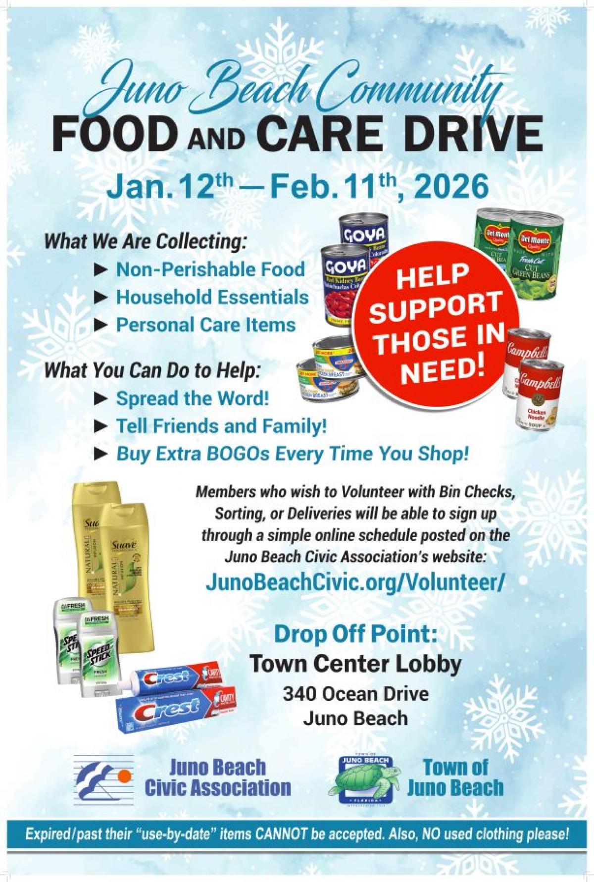 JBCA Presents: Juno Beach Community Food & Care Drive Flyer